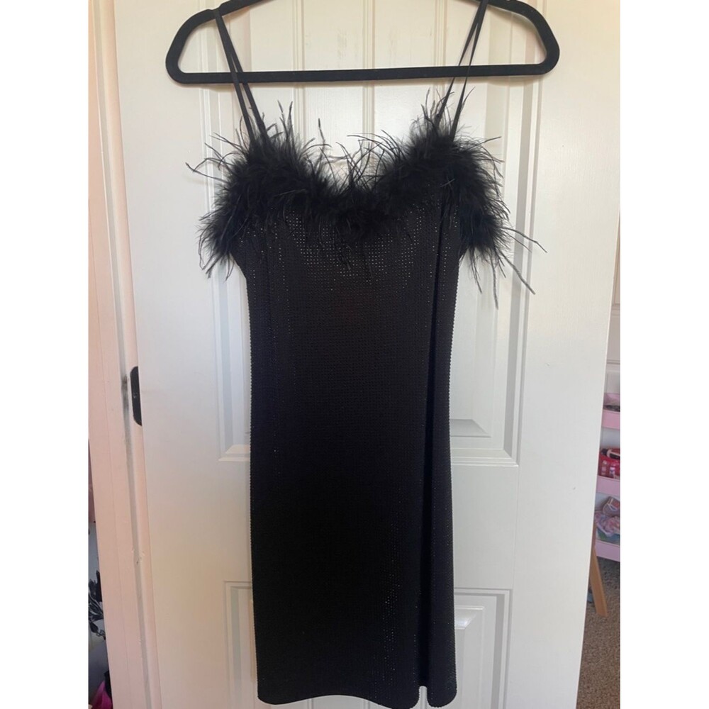 Feather black dress